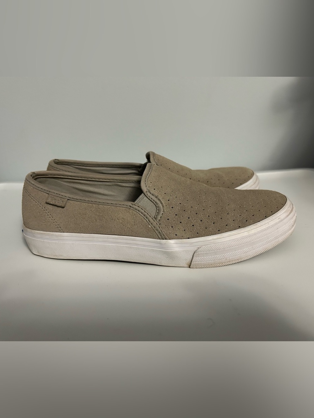 Keds Slip-On Suede Loafers in Taupe
